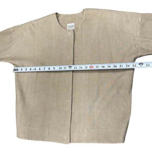 PAUW Linen Blend Tan Short Hidden Button Lightweight Blazer Pocket‎ No Collar 0 - Picture 11 of 13